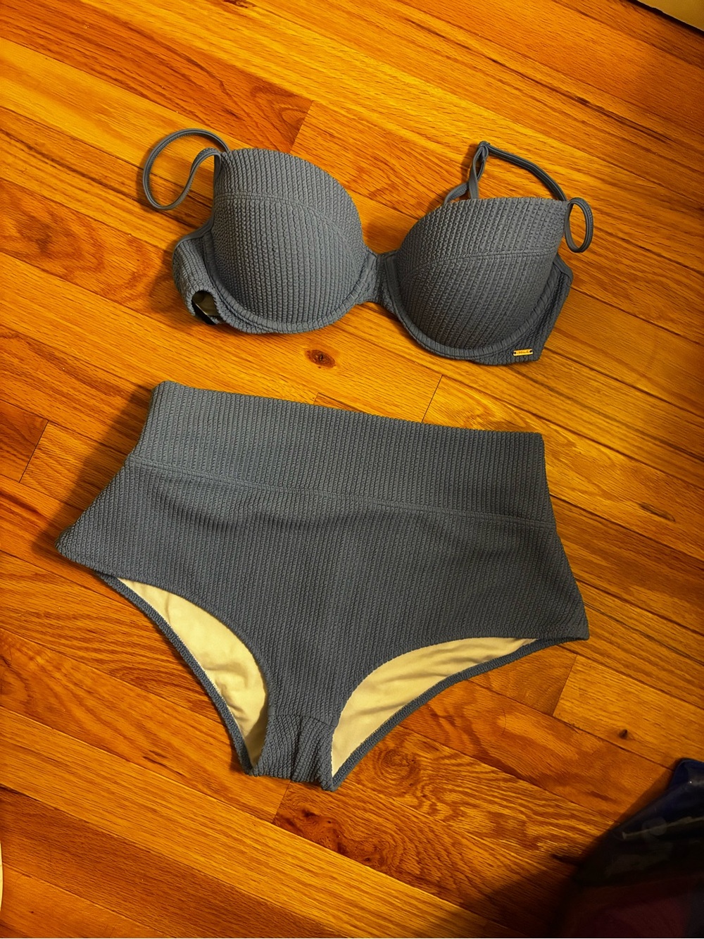 Women’s Textured High-Waist Bikini Set — Blue